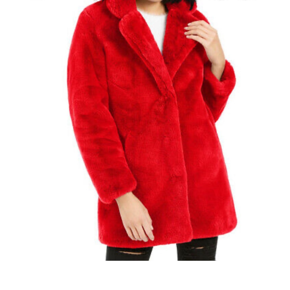 Apparis Red Faux Fur Jacket Size S